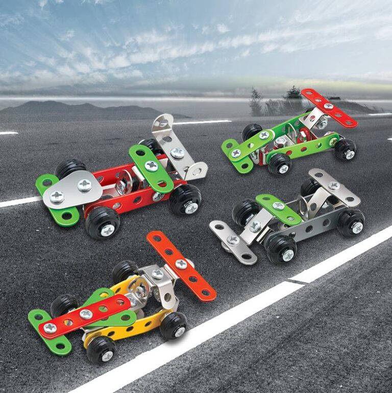 metal educational toy construction toy mini racing cars 4kits meccano set erector set