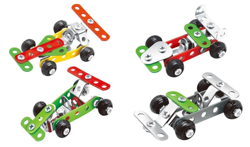 metal construction toy mini racing cars 4kits meccano set erector set