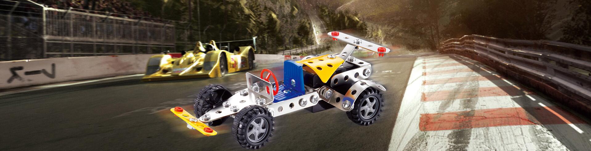 metal construction toy meccano set erector set pull back racing car