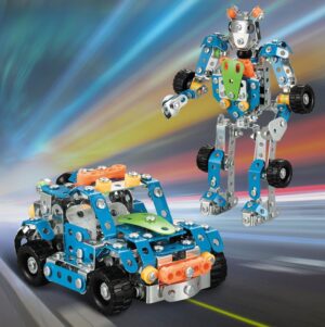 metal educational toys meccano sets 2in1 transformer toy robot shape and car shape