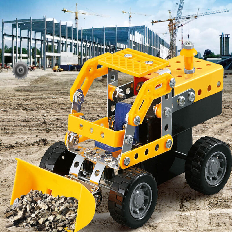 motorized metal construction toy bulldozer